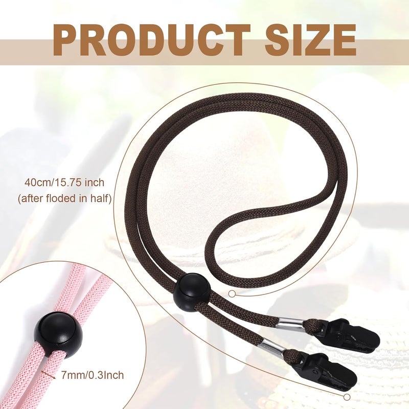 Sucrain 5 Pieces Adjustable Hat Strap Clips Hat Chin Cord for Golfing, Fishing, Boating - Image 3